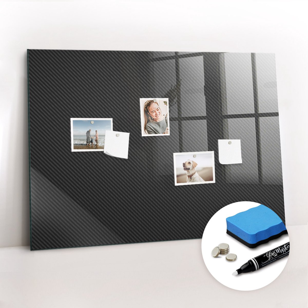 Tulup Whitebord - Donkere abstractie - 100 x 70 cm - Zwart Magnet Board - Gratis 5 Sterke Magneten + Whiteboard Marker & Wisser - Organizer Muur - Magneetbord Design - Planning Muur