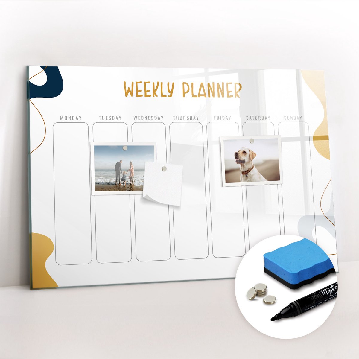 Tulup Whitebord - Notitieboekje weekplanner - 60 x 40 cm - Wit Magnetic Board - Gratis 5 Sterke Magneten + Whiteboard Marker & Wisser - Decoratief Magnetisch Bord - Magnetic Board - Productiviteit Tools