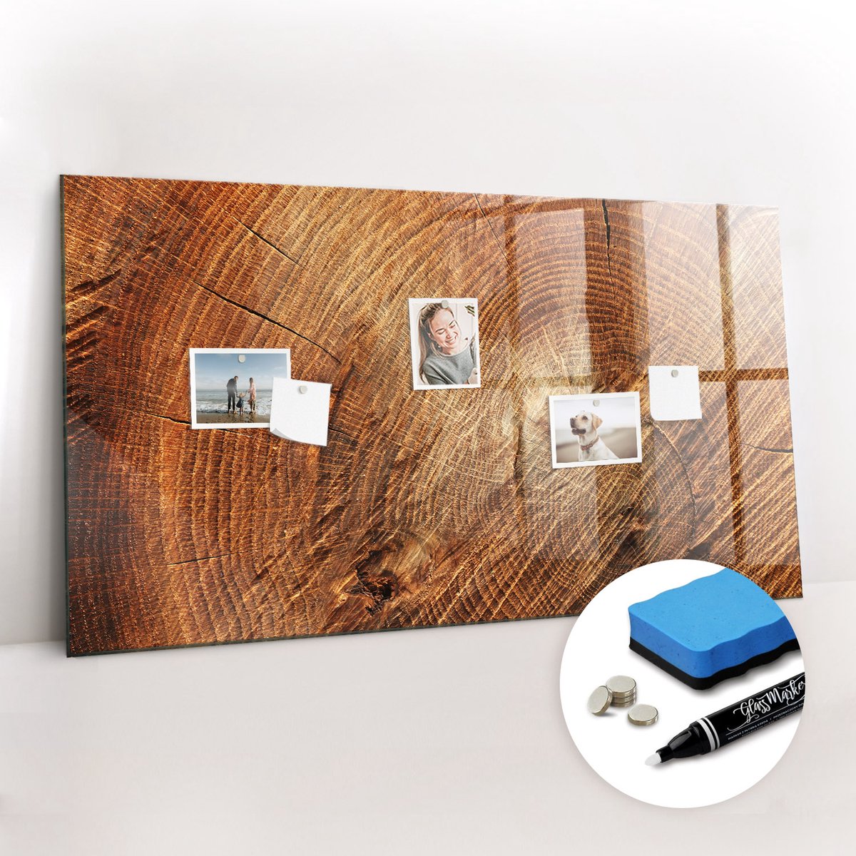 Tulup Whitebord - Oude boomstam - 120 x 60 cm - Bruin Magnetic Board - Gratis 5 Sterke Magneten + Whiteboard Marker & Wisser - Wanddecoratie Kantoor - Magnetisch Bord - Inspiratiebord Kantoor