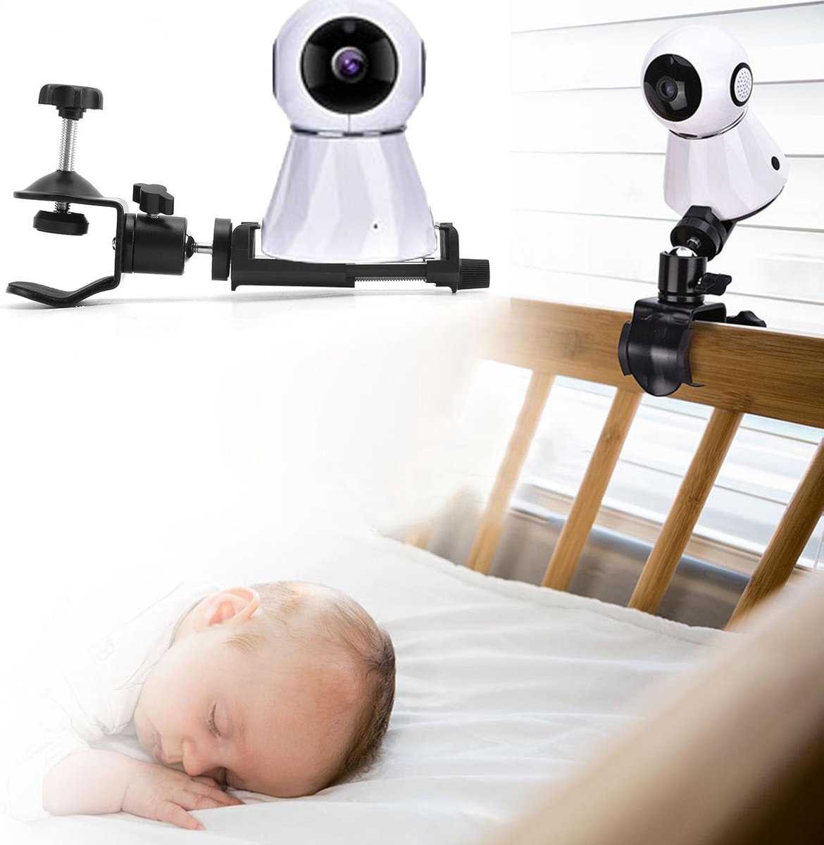 SnelShoppen - Baby Camera Houder, 360 Graden Draaibare Verstelbare Houder, Flexibele Camera Steunen voor Kinderbed, Veiligheid, Stabiliteit, Silicone