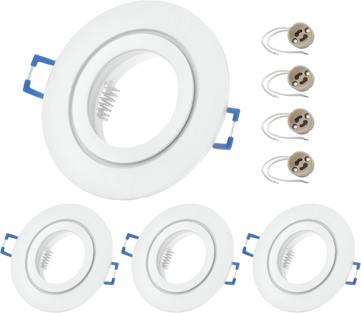 4x Sweet LED Inbouwframe incl. GU10 fitting - IP44 inbouwspots voor de badkamer, ronde LED inbouwspots van aluminium - Ø 84mm, wit