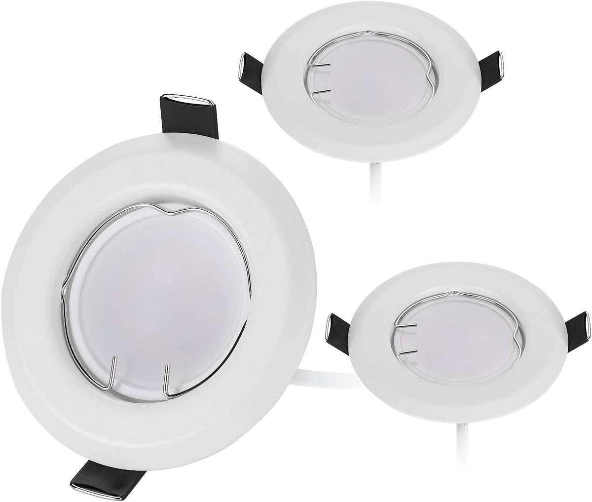 Set van 3 platte led-inbouwspots, ultra plat in matwit, met LED-spot-module, 230 V, 3 W, 320 lumen, warmwit 3000 K, 120 graden stralingshoek, dimbaar, 55 mm inbouwgat, ronde inbouwlamp