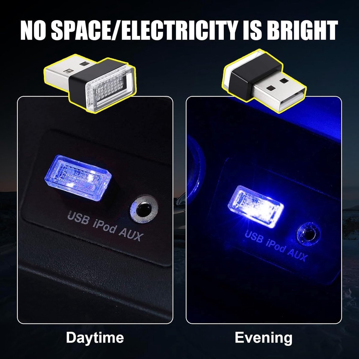 USB LED auto interieur sfeerlamp - 4 stuks - blauw - sfeervolle verlichting voor kofferbak - SnelShoppen