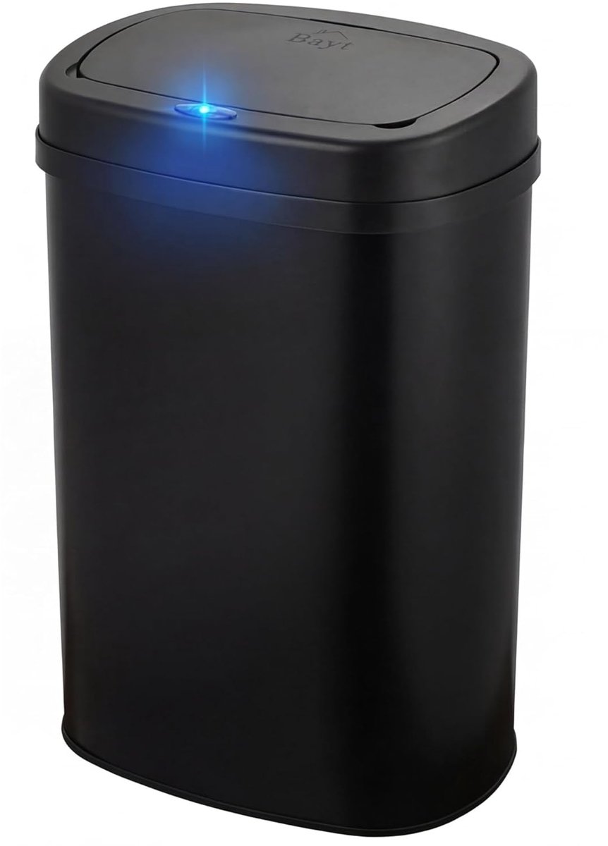 SnelShoppen - Prullenbak - Afvalemmer - Vuilnisbak - Metaal - Zwart (60L Sensor) - Stijlvol voor Keuken, Kantoor en Badkamer