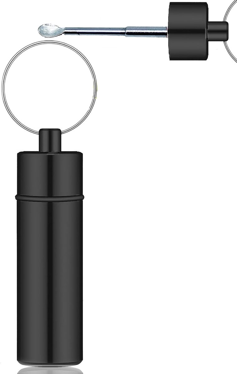 Travel Pot Dispenser Met Hermetische Sleutelhanger Glazen Fles Met Telescopische Zak Schep - Zwart