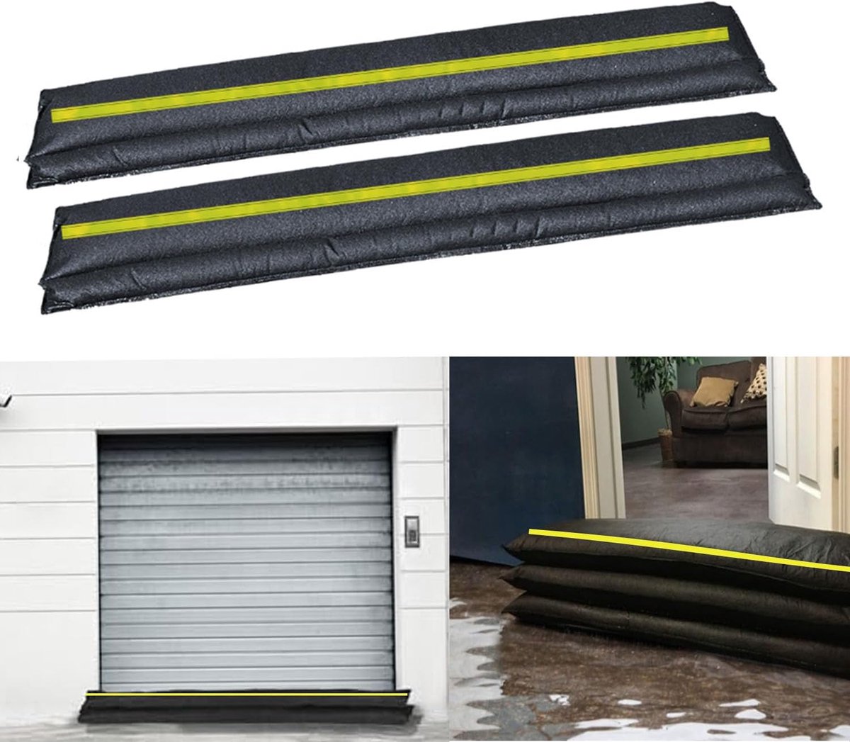 Zandzak Geüpgraded met Reflecterende Strip voor Overstromingsbeheer Waterabsorberend Overstromingsbarrière voor Deur Garage Tuin 20x180CM