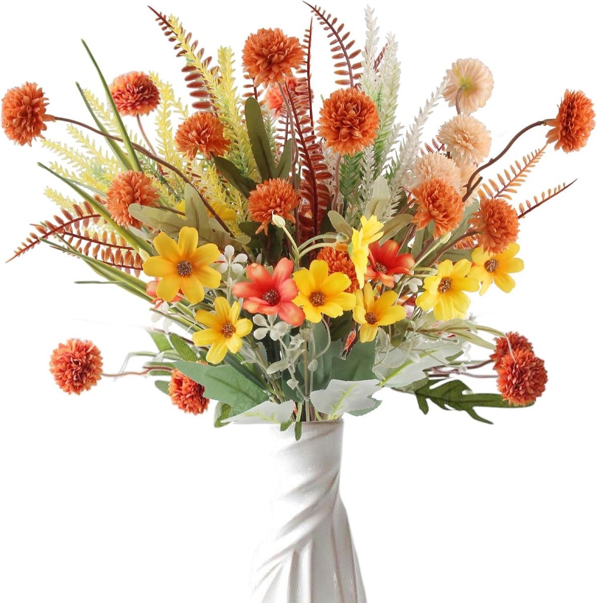 Herfstbloemen Boeket van 9 Stukken - Kunstbloemen voor Bruiloft, Thuisdecoratie en Tuin - Hoogwaardige Droogbloemen voor Binnen en Buiten