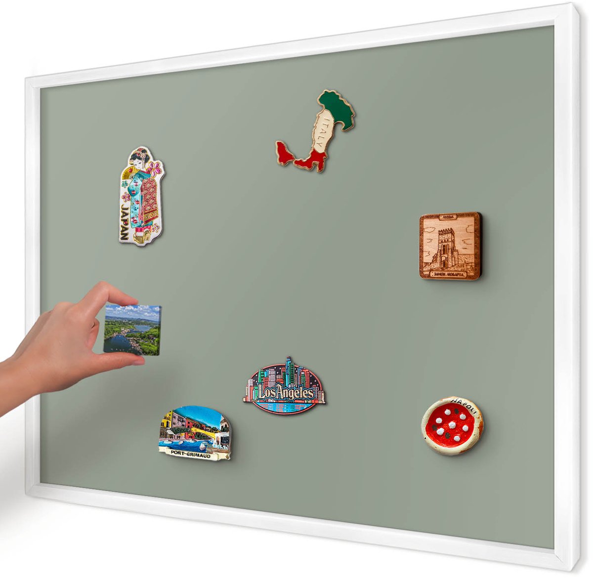 Artprintcave Groente Magneetbord mit Witte Lijst - 70x50 cm - Verstandig Magneetbord Voor Foto's - Minimalist Magnetisch Bord - Achtergronden En Patronen