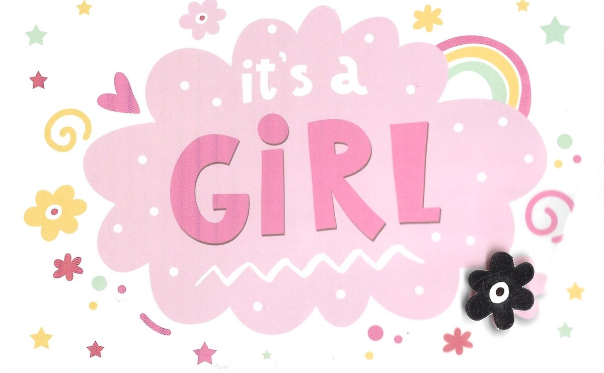Wenskaart | 6 stuks | ADIOS applicatiekaart it's a girl