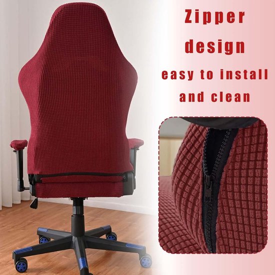 SnelShoppen - 4Pcs Gaming Chair Covers Wasbaar - Anti-Rutsch Zipper Gaming Chair Cover - Polyester en Elastane - Comfortabel en Ademend - Geschikt voo van snelshoppen — afbeelding 3