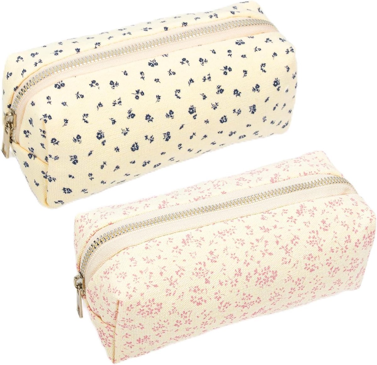 SnelShoppen - Set van 2 Schattige Bloemen Etuis, Kleine Pencil Cases met Botanisch Ontwerp voor School, Kantoor, Cosmetica en Speelgoed Organiser, Kat