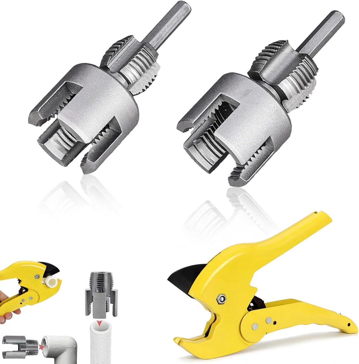 SnelShoppen - Pipe Thread Cutting Set 1/2" en 3/4" - Complete Pipe Threading Tool met Pipe Cutter voor PVC/PPR Buizen, Plastic, Binnen- en Buiten Draa