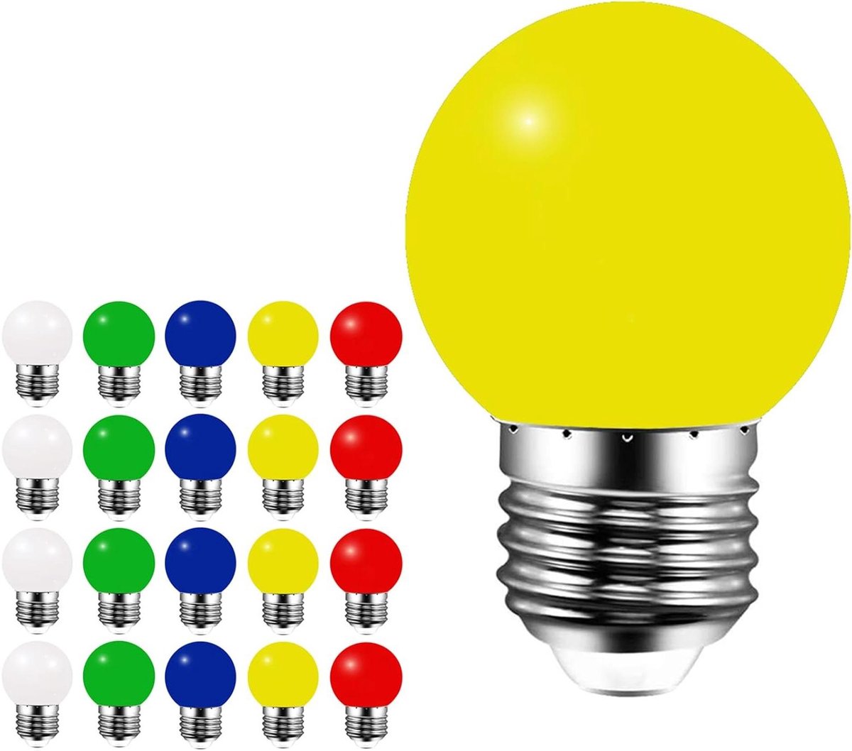 Gloeilampen E27 LED - Kleurrijke lampen - Feestelijke sfeer creëren - Energiebesparend 85% - 20 stuks - Gekleurd