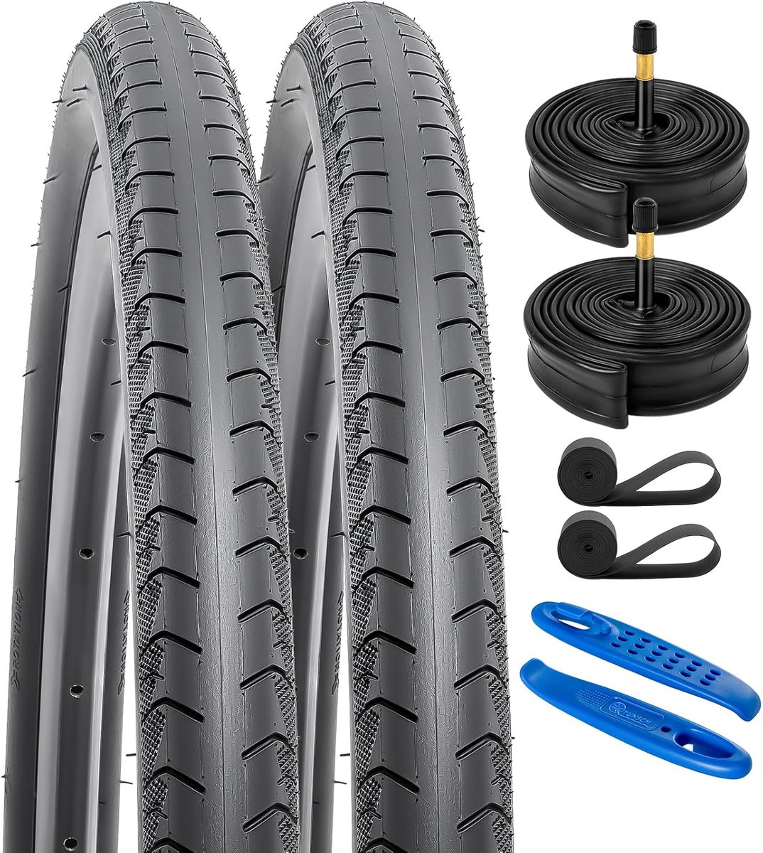 SnelShoppen - 2-PCS 700C Fietstires 700x38C/40-622 met Binnenband Schrader Ventiel - Duurzaam Rubber en Nylon - Perfect voor Stadsfietsen en Glad Verk