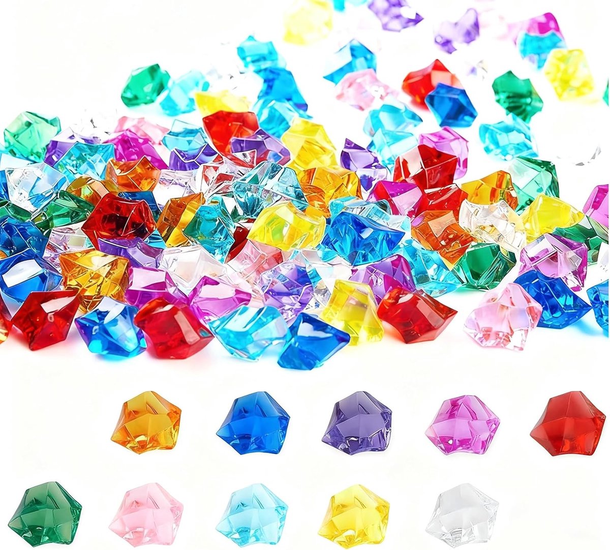 SnelShoppen - 100 Stuks Gemstones voor Kinderen, Kleurrijke Decoratieve Kristallen, Acryl Diamanten voor Feesten, Tafelversiering, Bruiloften, Creatie