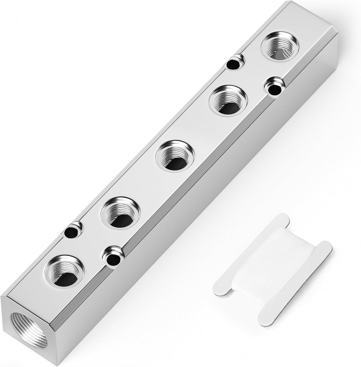 SnelShoppen - Pneumatische Shunt Aluminium Blok 5-Weg 7-Poorts, Compressed Air Distributor, Luchtverdeling, Max. Druk 1MPA, Voor Industrie en Automati