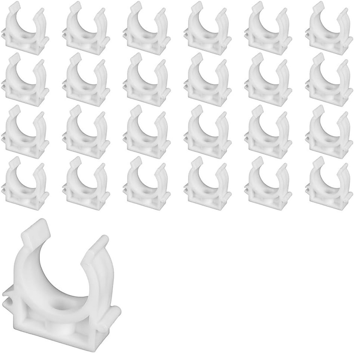 25 Stuks 30.6mm Witte PVC Slangklemmen voor Waterleidingen, Bevestigingsclips voor Tuin, Keuken en Badkamer, Plastic Klemmen voor Slangen en Leidingen