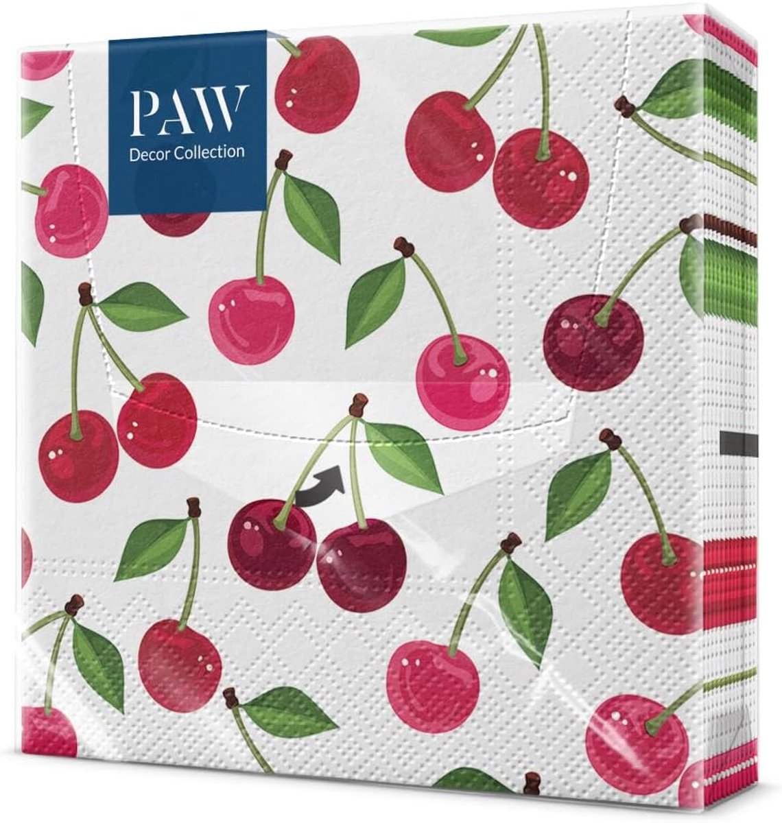 SnelShoppen - 20 Stuks Papieren Servetten 3 Laags (33 x 33 cm) - Kersenpatroon - Milieuvriendelijk - Voor Verjaardagsfeesten, Recepties, Feestdecorati