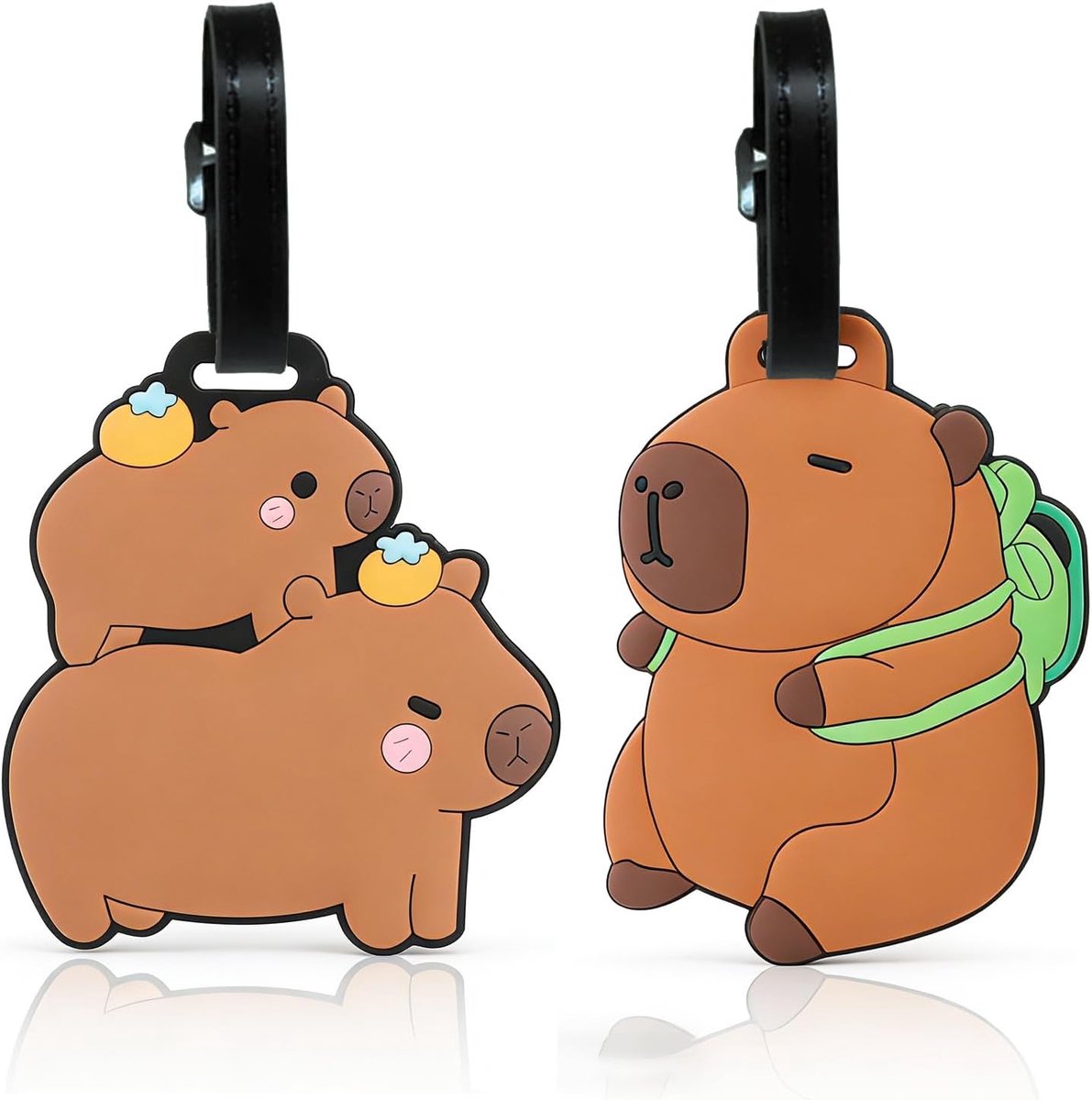 SnelShoppen - 2 stuks schattige Capybara bagagelabels, siliconen kofferlabels, unieke en opvallende identificatie voor koffers, reisaccessoires voor v