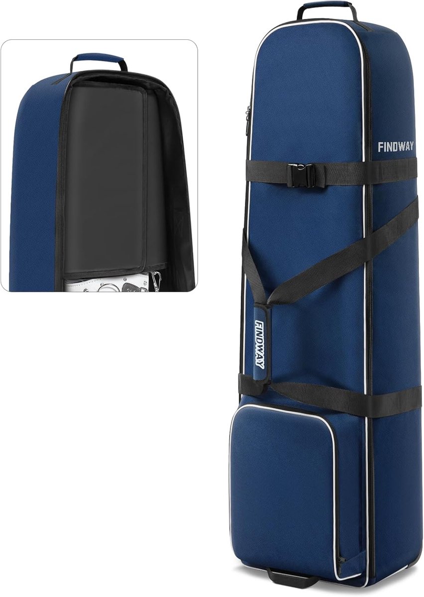 SnelShoppen - Golf Travel Bag Met Wielen, Waterdichte 900D Oxford Golfclub Tas, Zacht Gevoerde Reisbagage Voor Vliegtuig, Duurzaam En Beschermend