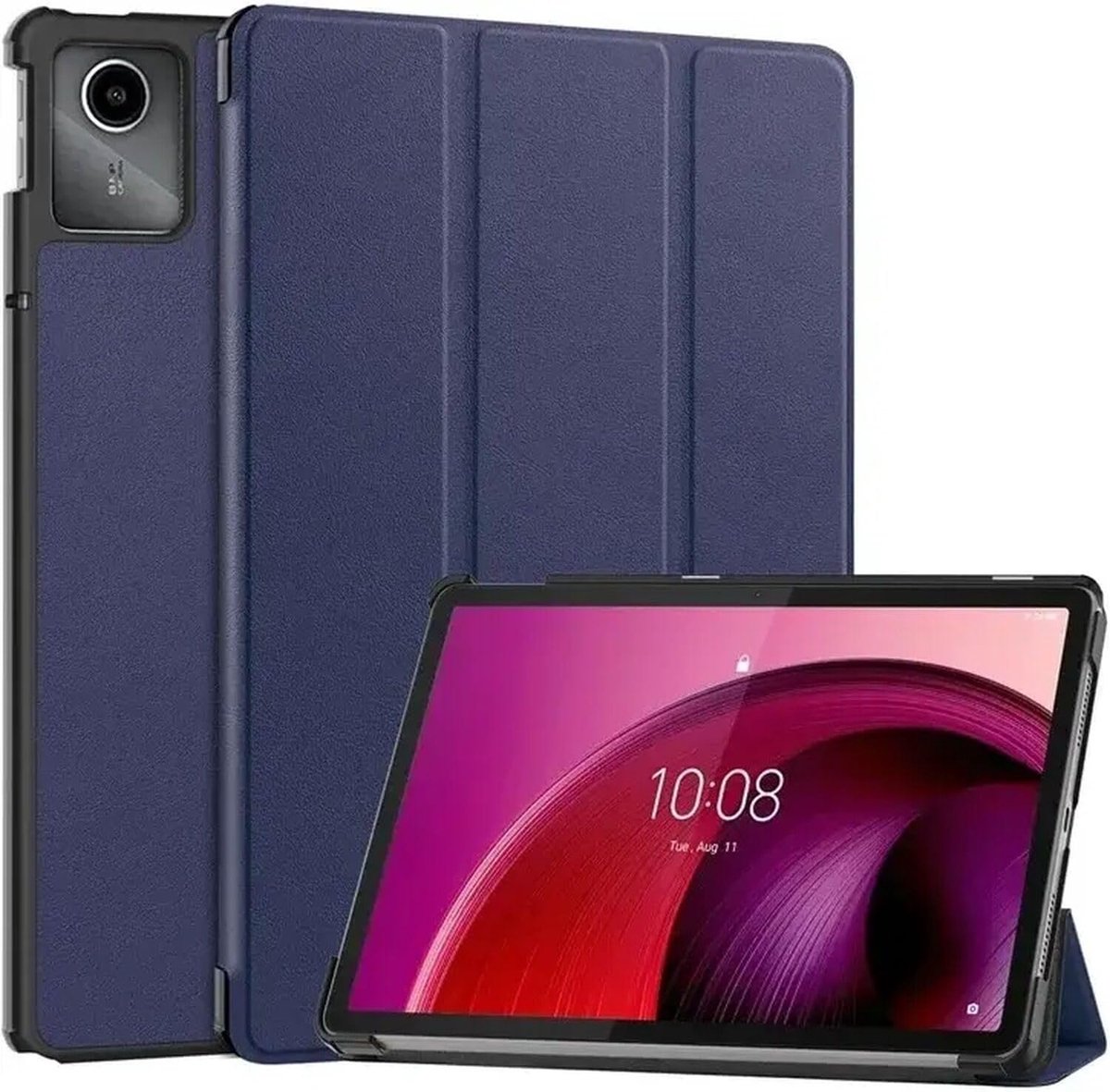 SnelShoppen - Tablet Case voor Lenovo Tab M11 | Book Case met Stand | Faux Leer Beschermcase | Tri-fold | Blauw | 360 Graden Bescherming