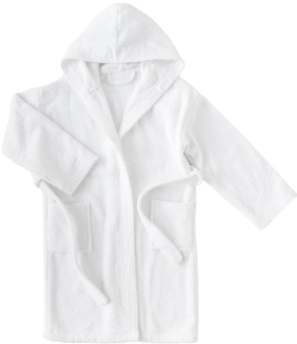 SnelShoppen - Comfortabele Badjas voor Meisjes - Badjas voor Kinderen 100% Katoen - Badstof 450g - Wit - Ideaal voor Thuis, Zwemmen, of na het Bad