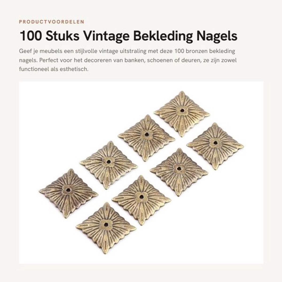 Bekleding Nagels 100 Stuks - Vintage Metalen Tag - Decoratieve Tack Stud - Meubel Bekleding - Stevig Ijzermateriaal - Perfect Voor Knutselen - Meubelspijkers