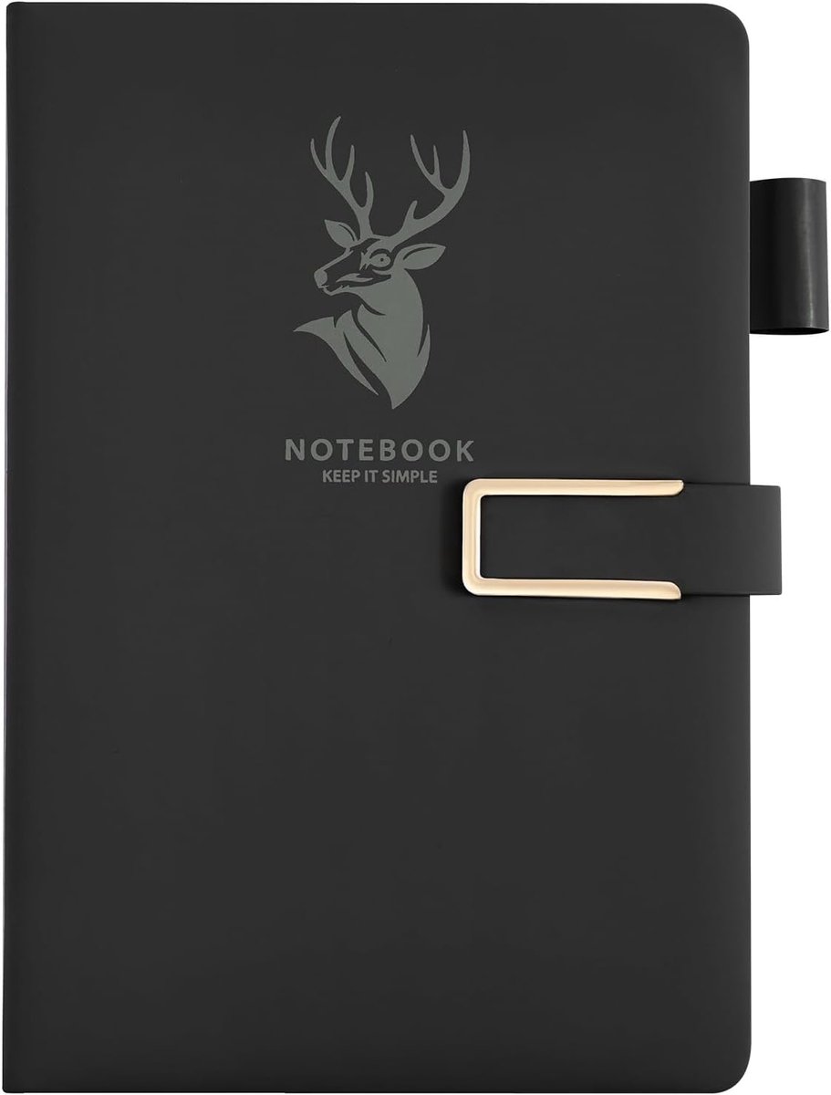 SnelShoppen - A5 Gelijnd Notitieboek - PU Hardcover, 320 Pagina's, 80gsm Dikte, Elastische Binding, Zwart, Perfect voor School, Werk & Creatief Schrij