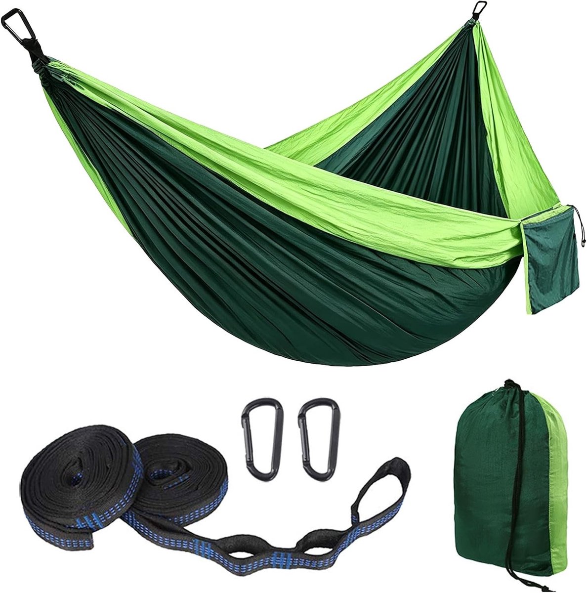 Lichtgewicht campinghangmat voor eenpersoon met 350 lbs capaciteit, ademend nylon, ideaal voor kamperen, wandelen en backpacken in de natuur