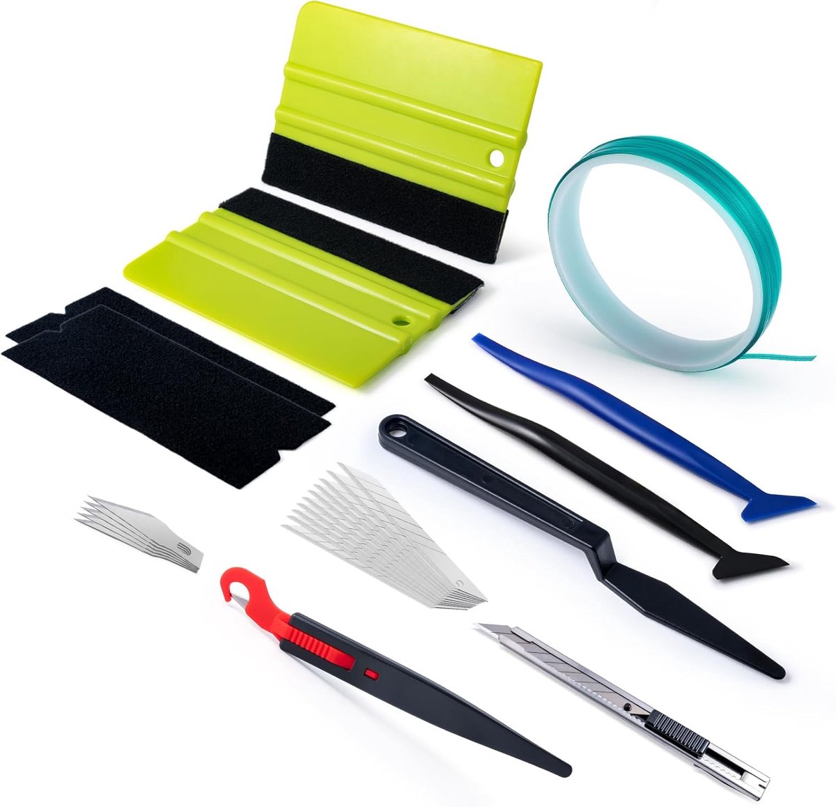 SnelShoppen - Vinyl Tool Set voor Auto Wrapping - Foil Set met 5m Knifeless Tape, Felt Rack, Cutter, Micro Squeegee, en Vervangblades voor Perfecte Af