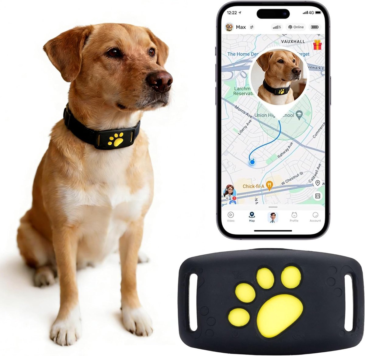 GPS Tracker voor Huisdieren - Draadloze GPS huisdiertracker - Locatievolgsysteem - Anti-verlies Functie - Waterbestendige - voor Katten en Honden - Zwart