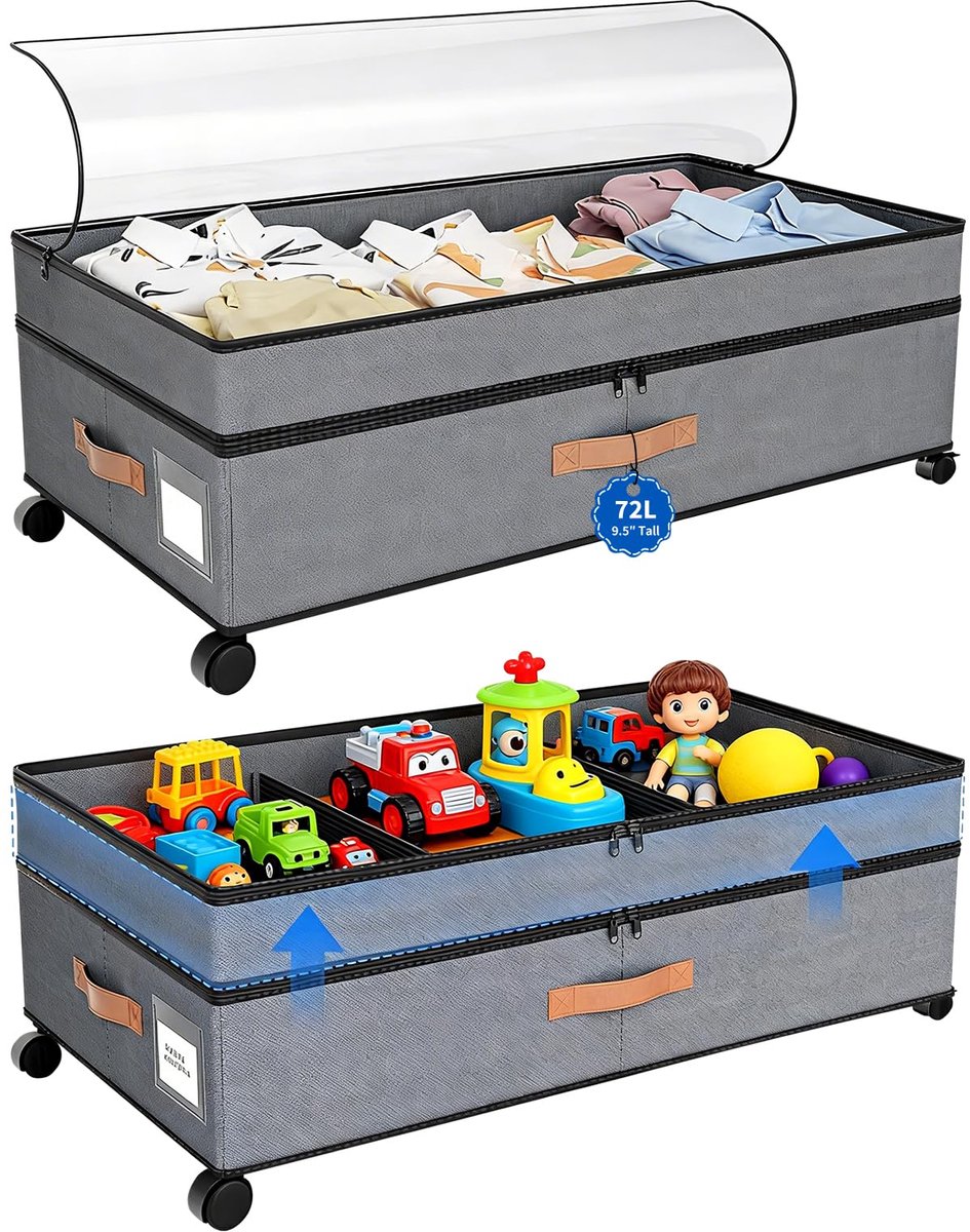 SnelShoppen - 2 stuks onderbedcommode met wieltjes, multifunctionele opberglade, kunststof, 80 cm, wit, ideaal voor slaapkamer, woonkamer, en kinderka