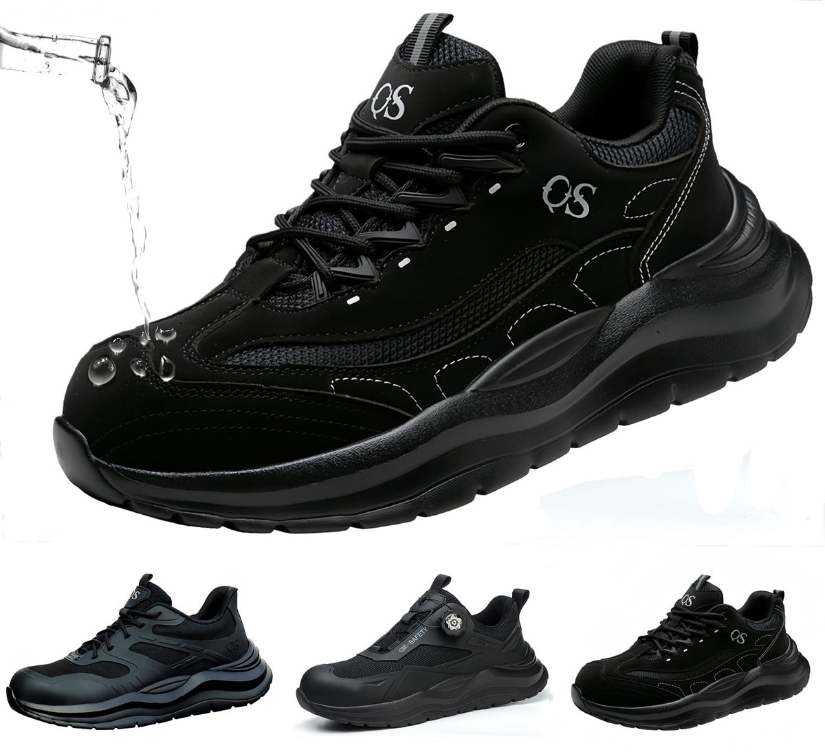 SnelShoppen - Werkschoenen Dames en Heren - Veiligheidsschoenen met Stalen Neus - Licht, Antislip, Ademend, Waterdicht - Zomer Schoenen M108 Zwart 37