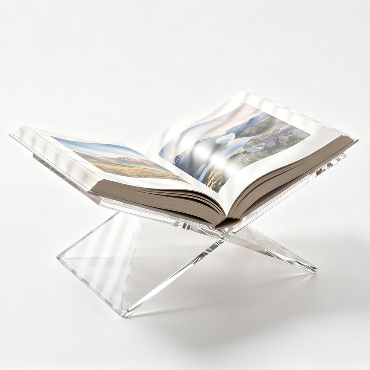 VHV - Boekenstandaard - Acryl boekhouder voor boeken en recepten - Decoratieve tafelstandaard voor salontafel, keuken en eettafel - 28 x 15,1 x 15,5 cm - 5 mm dik - Transparant