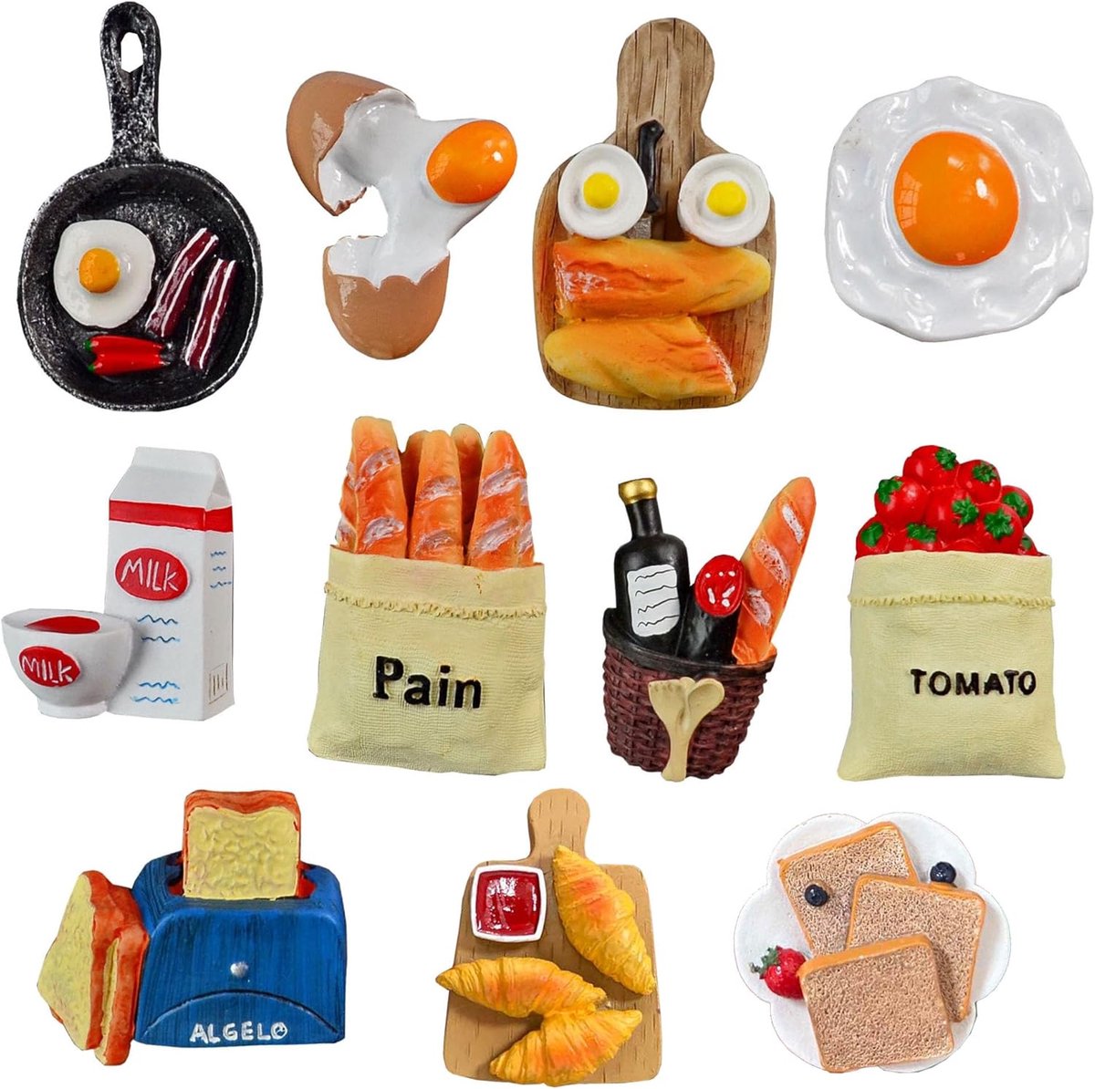 SnelShoppen - Set van 11 3D Grappige Glas Fridge Magneten - Schattige Decoratie voor Koelkast, Magnetisch Bord, Witbord - Perfect voor Kinderen, Peute