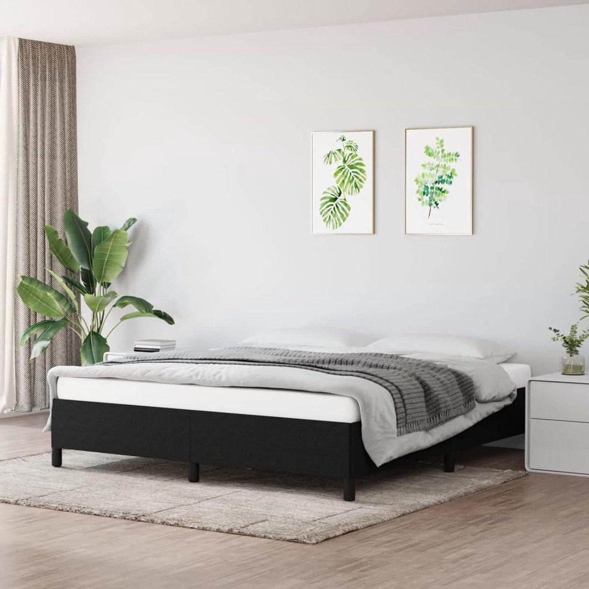 Bedframe van stof - Basis bedframe - Rustgevende nachtrust - Robuuste steunpoten - 180 x 200 cm - Lichtgrijs