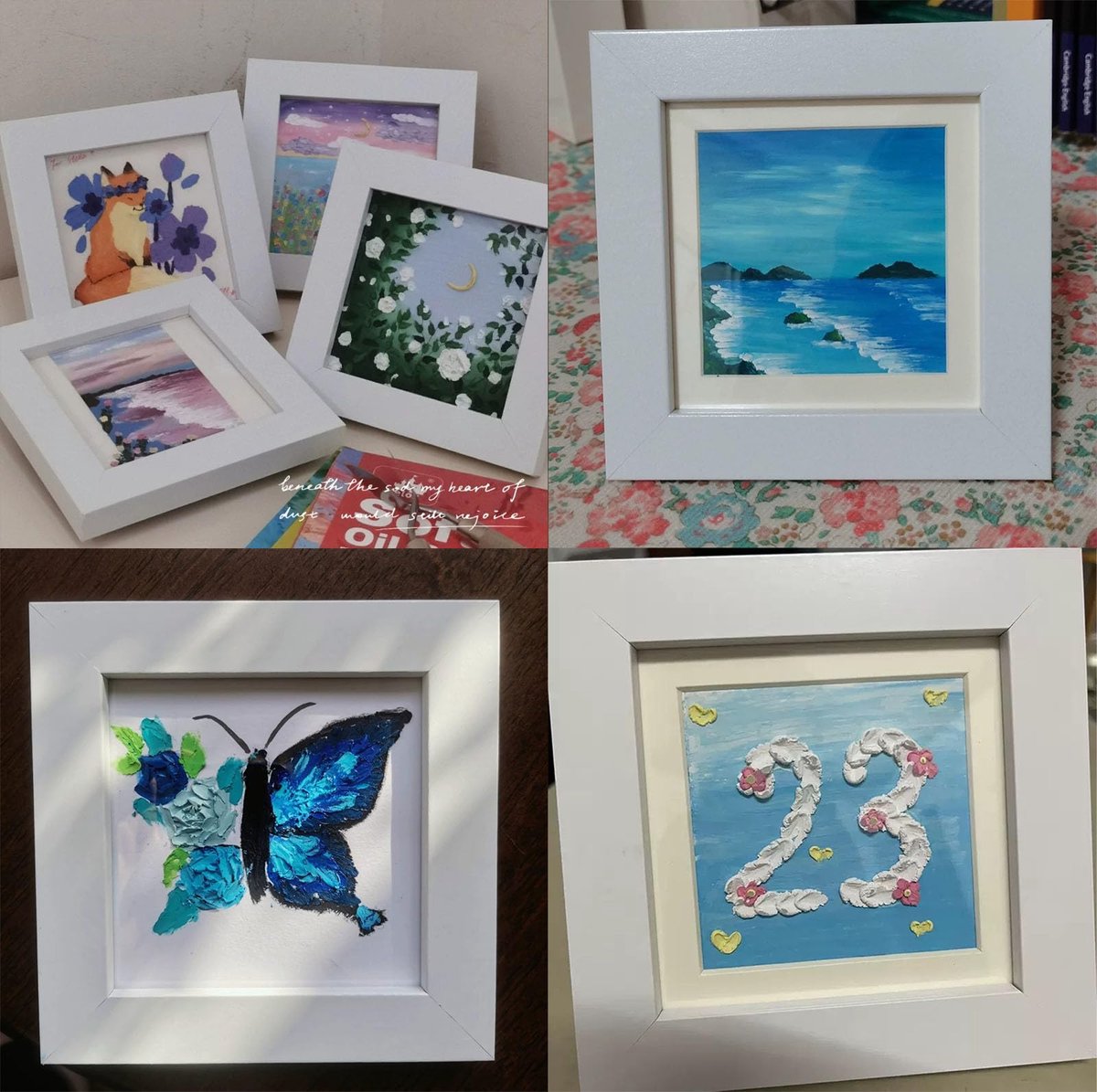 SnelShoppen - 4 × 4 inch Fotolijsten - Witte MDF Vierkante Fotolijsten voor 2,7 x 6,9 cm Foto's met Mat of 10 x 10 cm Zonder Mat - Set van 2 met Acryl