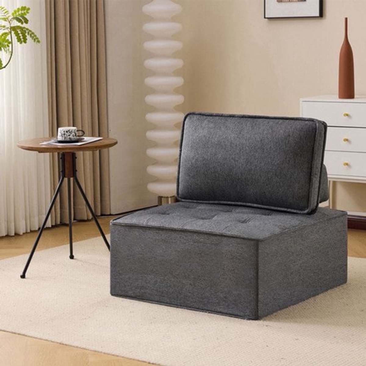 Zitzak – Fauteuil – Loungestoel – Sessel – Loungefauteuil – Grijs – Ruimtebesparend Design
