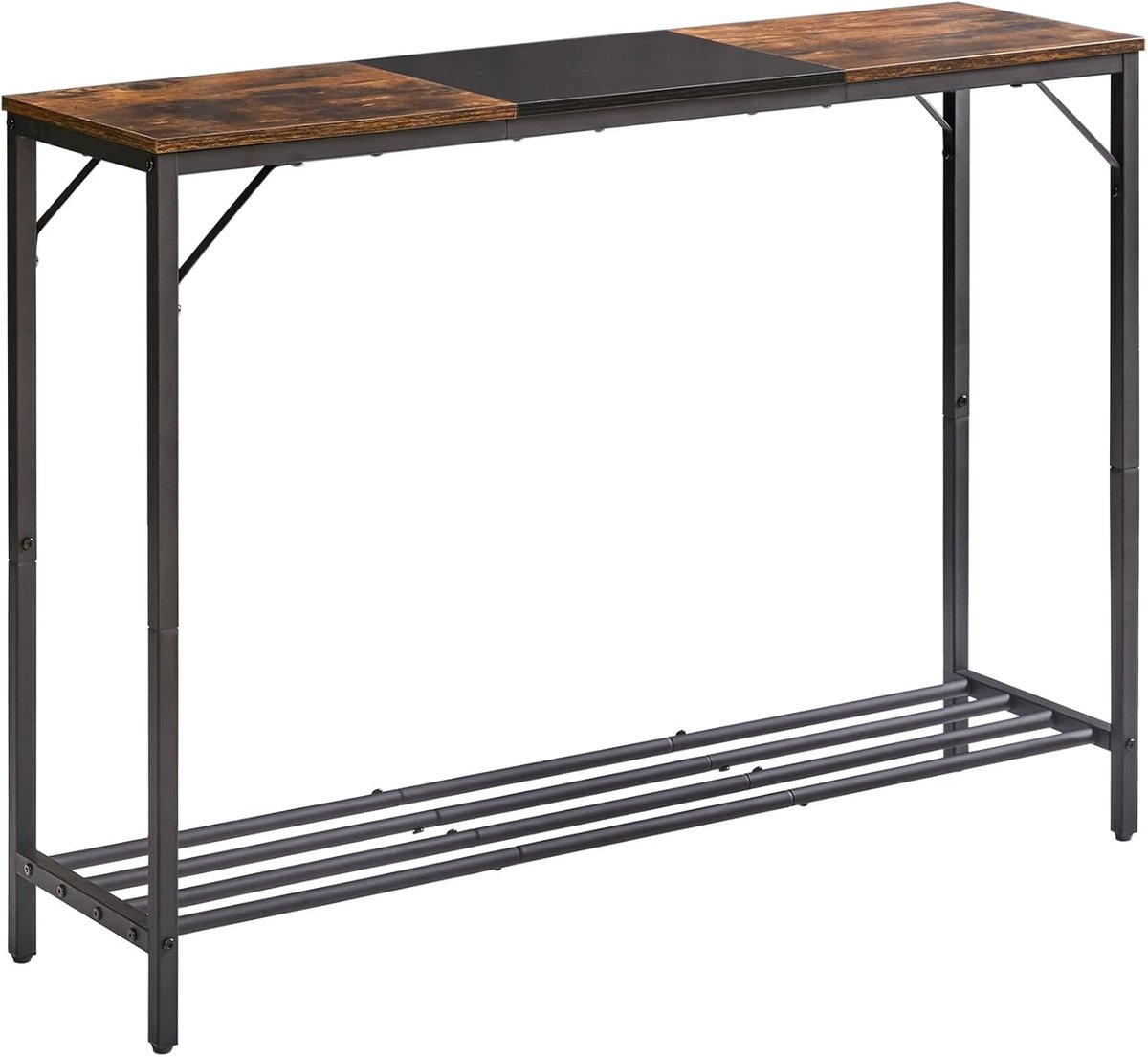 SnelShoppen - Console Tafel, Industrieel Entreetafel, Smalle Sofa Tafel met Planken, Compacte Display Tafel voor Woonkamer, Hal, Kantoor, Rustiek Brui