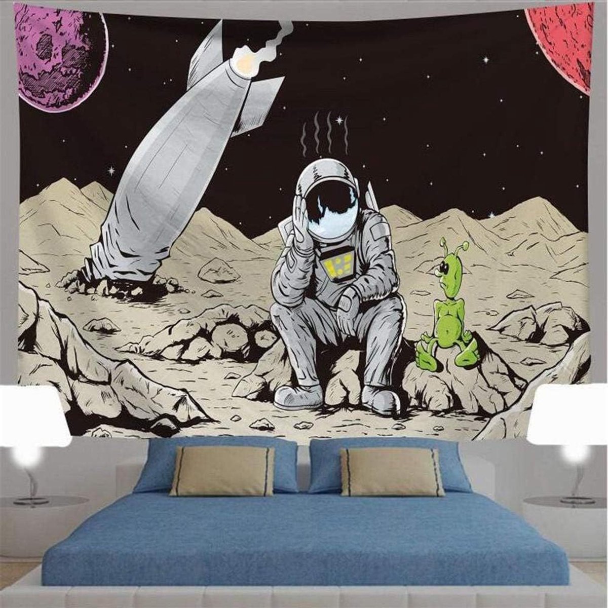SnelShoppen - Tapestry Moderne Minimalistische Astronaut Muur Opknoping Doek 100% Polyester 150x100 cm Kamer Decoratie voor Woonkamer en Slaapkamer