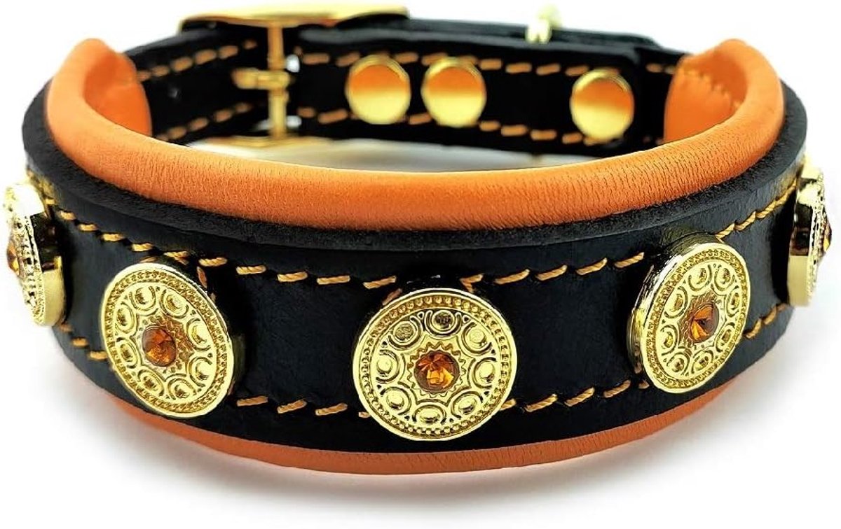 SnelShoppen - Luxe Hondenhalsband van 100% Echt Leer - Patented Comfort Cushion - Uniek Design - Handmade in Europa - Perfect voor Puppy en Volwassen