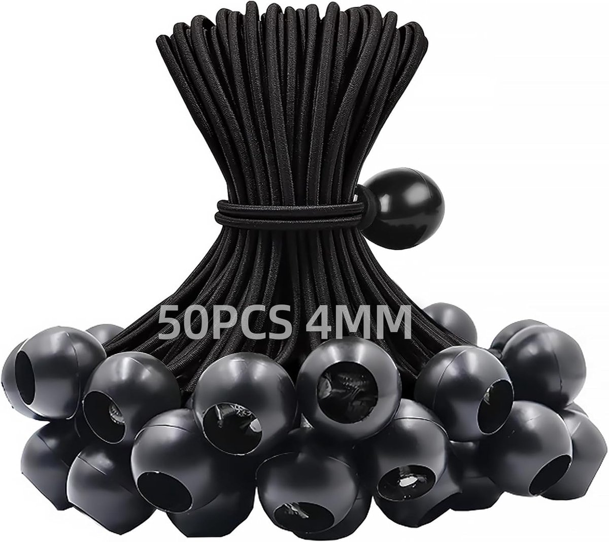 SnelShoppen - Pack van 50 Elastische Spanbanden 150 mm Flexibele Tarpaulin Sandow Elastische Ballen voor Tenten, Camping, Banners en Meer