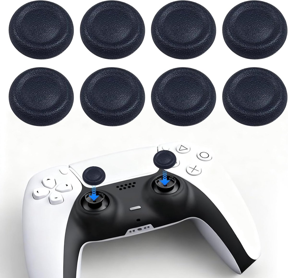 SnelShoppen - Pack van 8 TPE Thumb Grip Caps - Antislip Vervangingen voor PS4/PS5 Controllers - Comfortabele Joystick Caps - Duurzaam & Flexibel - 7 x