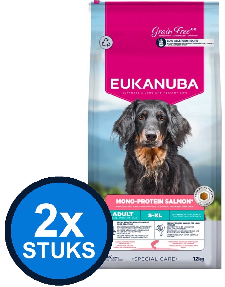 2x Eukanuba - Special Care dog adult mono-protein salmon 12kg