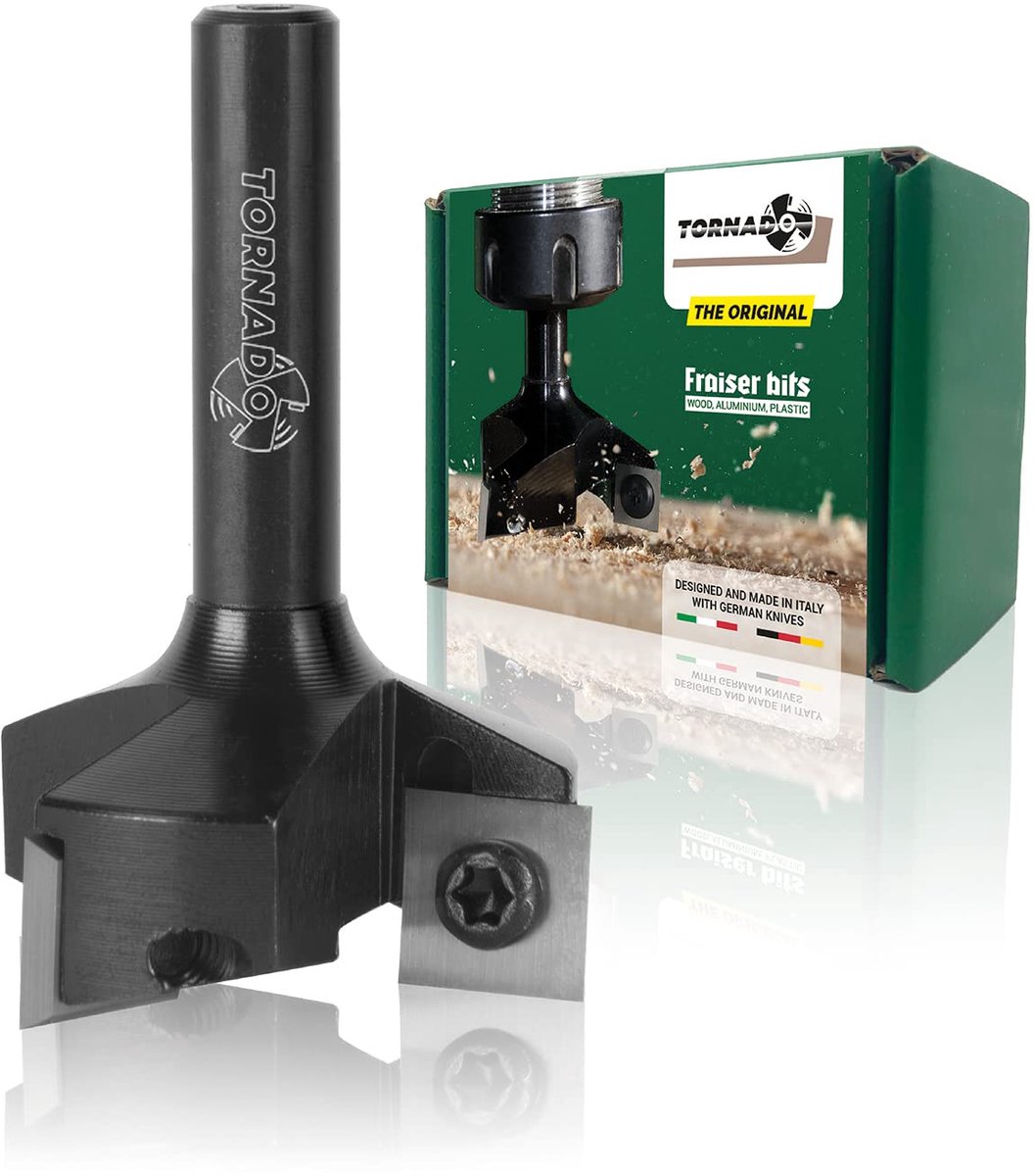 SnelShoppen - Fraiser Cutter voor Hout, Diameter 35 mm, 8 mm Schacht, met 3 Verwisselbare Carbide Snijbladen voor Router en CNC Machines