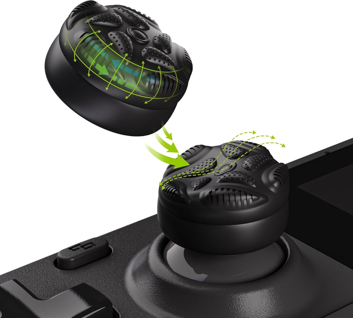 SnelShoppen - PlayVital Thumb Grips voor Steam Deck & PS Portal - 4-Pack Joystick Covers met Antislip Textuur, Hoogteverhogende Thumb Pads - Zwart met