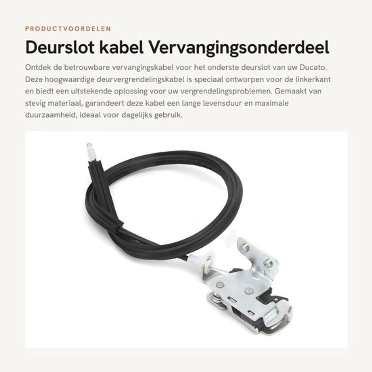 Deurslot Vervanging - Achterdeur Vergrendeling - Deurvergrendelingskabel - Geschikt voor Ducato 2006 - Hoogwaardig Materiaal - Eenvoudig te Installeren - Deurkabel