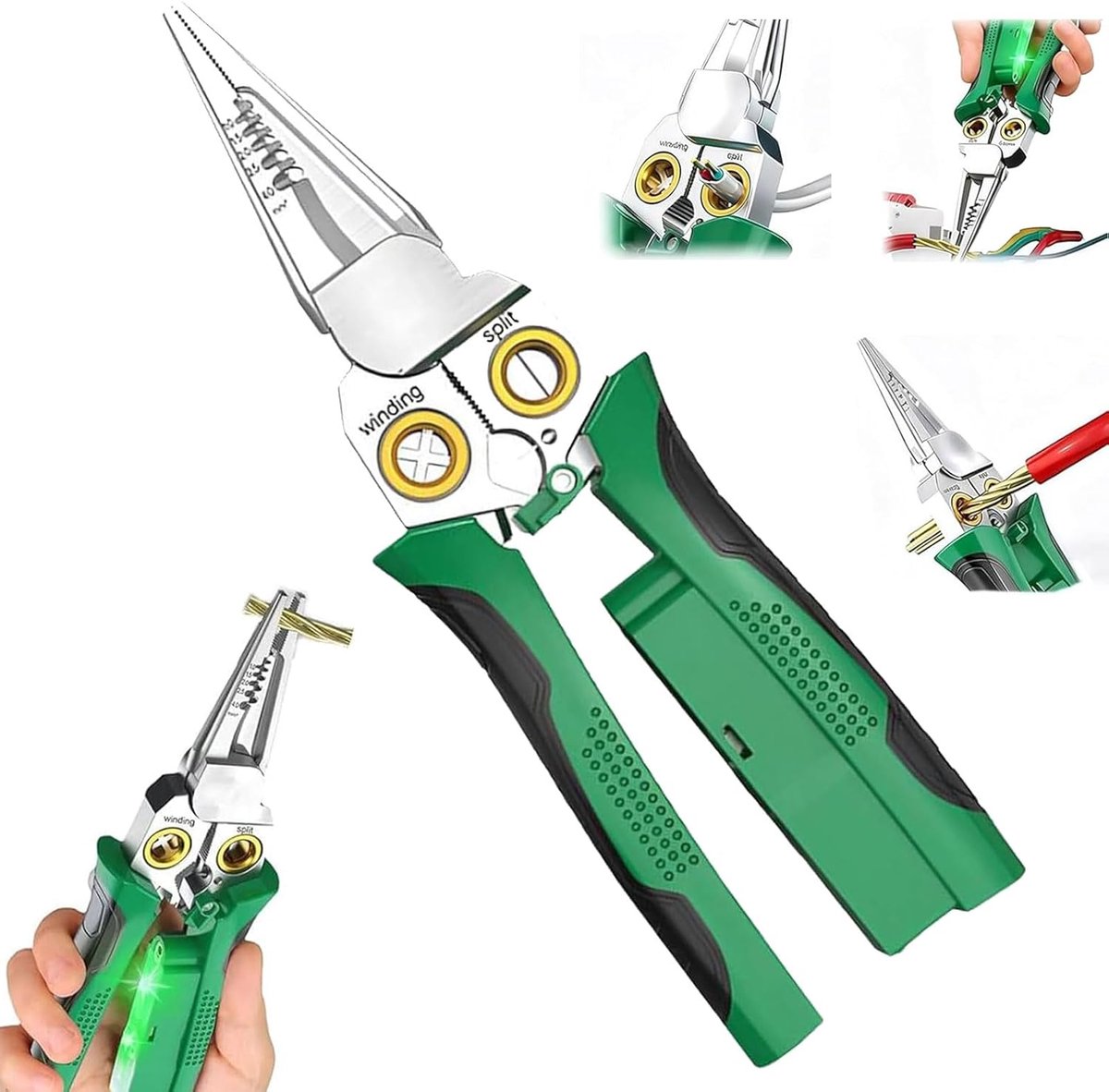 SnelShoppen - 8-in-1 Stripping Pliers met Huidige Meting, Voltage Tester, Alarmsystemen en Kabelsnijder voor Elektriciens, Professionele Kabelstripper