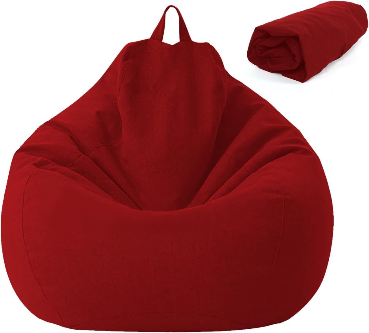 SnelShoppen - Bean Bag Kids en Volwassenen 80x90 cm Rood - Zitzak Met Rits, Stofafstotend en Duurzaam, Voor Woonkamer, Slaapkamer, Tuin, Speelkamer