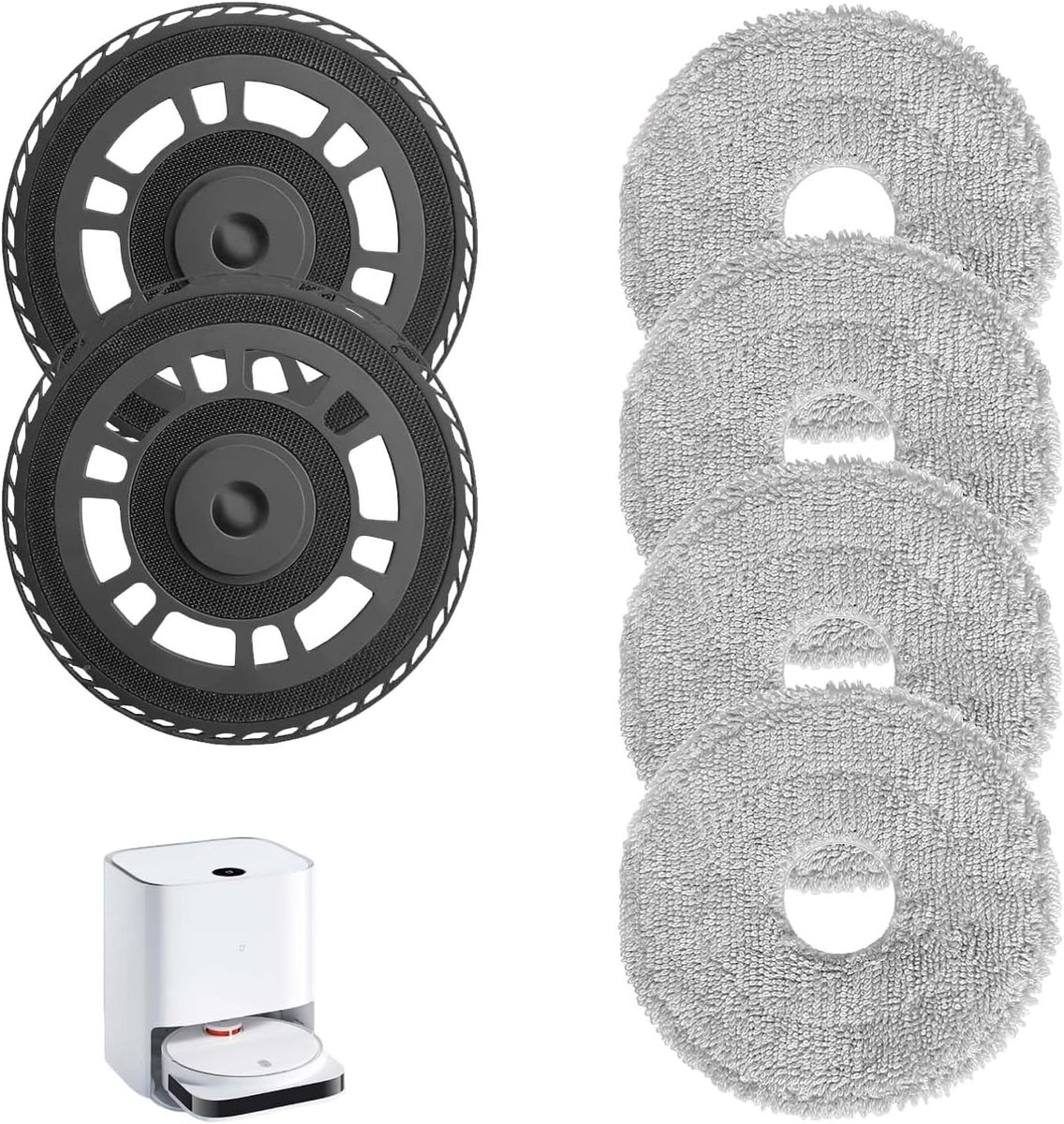 SnelShoppen - 4 Mopdoeken met 2 Vervanghouders voor Robotstofzuigers, Perfecte Compatibiliteit, Ideaal voor Huishouden, Kleur: Wit, Onderdeel voor Eff